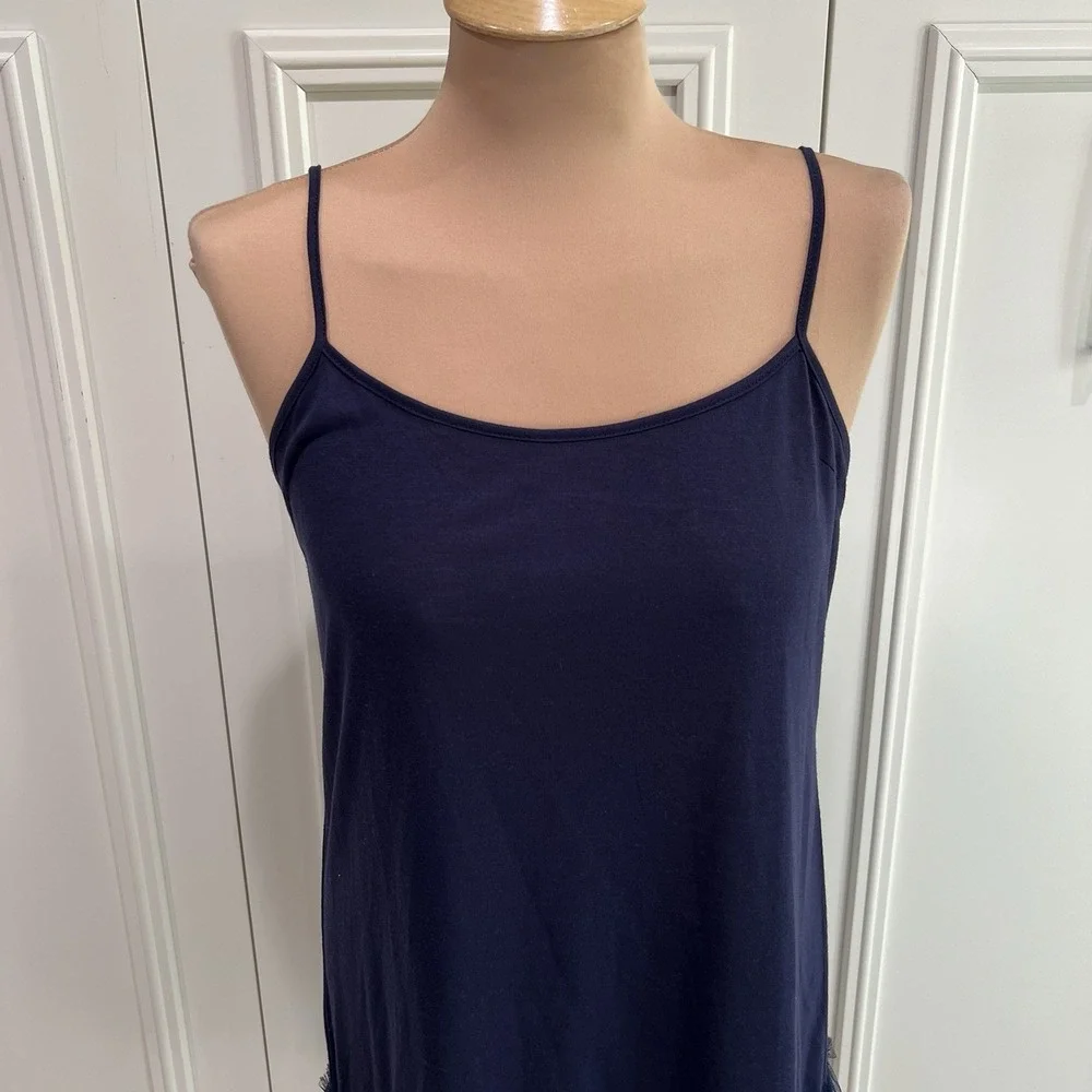 Mystree Women's Navy‎ Tulle Hem Slip Dress Size Large Balletcore Fairy